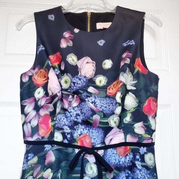 Ted Baker Izobela Kensington Black Floral Dress Size US 6 - Picture 7 of 10